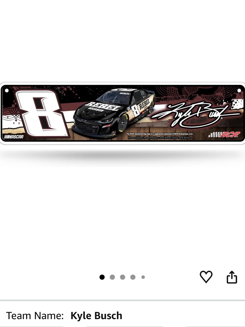 #8 Kyle Busch NASCAR Street Sign with Black Race Car Graphic